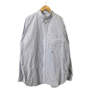 Button Down Stripe Wind Shirt シャツ 長袖 ストライプ L スカイブルー