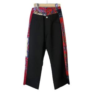 ×VERSACE 21AW スカーフ ドッキング プリーツパンツ M ブラック JH-P002