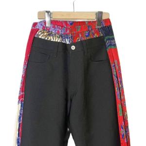 JUNYA WATANABE ×VERSACE 21AW スカーフ ドッキング プリーツパンツ M ブラック JH-P002