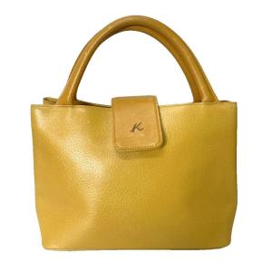 トートバッグ ハンドバッグ レザー ロゴ イエロー GY06