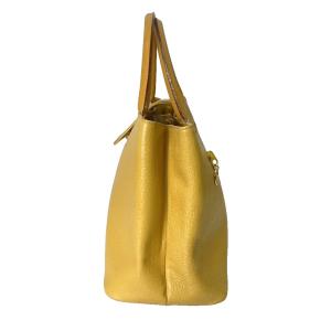 Kitamura トートバッグ ハンドバッグ レザー ロゴ イエロー GY06