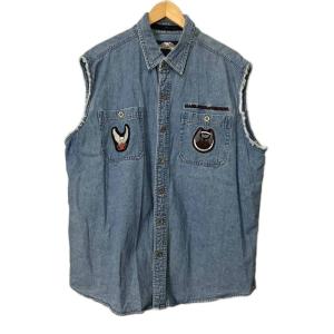 シャツ デニム スリーブカット ノースリーブ XL インディゴ