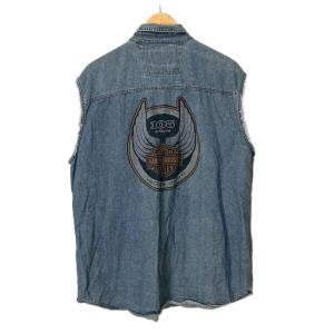 HARLEY DAVIDSON シャツ デニム スリーブカット ノースリーブ XL インディゴ
