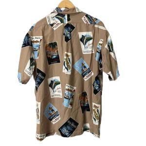 CHAPS RALPH LAUREN アロハシャツ オープンカラー レーヨン 総柄 半袖 L ベージュ