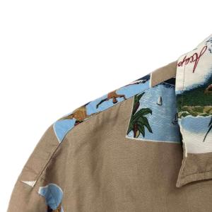 CHAPS RALPH LAUREN アロハシャツ オープンカラー レーヨン 総柄 半袖 L ベージュ