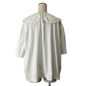 yori スカラップ ビッグカラー カットソー ブラウス 半袖 F ホワイト GY06 YR2111-018SP