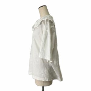 yori スカラップ ビッグカラー カットソー ブラウス 半袖 F ホワイト GY06 YR2111-018SP