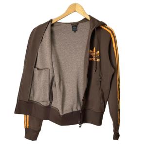 adidas 00s ジップパーカー フーディ トレフォイル S ブラウン 938005