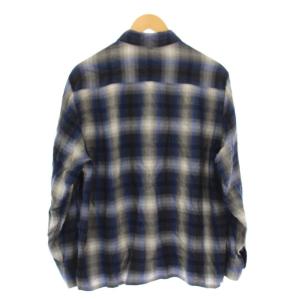 WACKO MARIA OMBRE CHECK OPEN COLLAR SHIRT S ブルー グレー