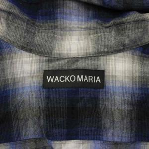 WACKO MARIA OMBRE CHECK OPEN COLLAR SHIRT S ブルー グレー