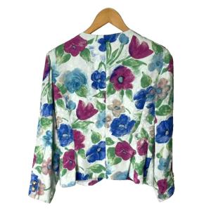 HANAE MORI セットアップ フォーマル シングルジャケット フレアスカート 花柄 11A3 ブルー ピンク マルチカラー