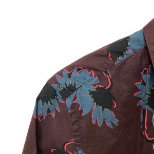 PS Paul Smith オープンカラーシャツ 花柄シャツ 半袖 M ブラウン PY-CR-30847