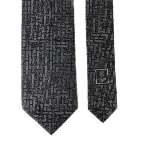 CHANEL ネクタイ シルク 総柄 ココマーク グレー AA