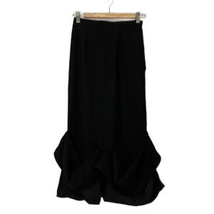 TACK DRAPE-HEME SKIRT ロングスカート 変形 36 ブラック 300FA231-1810