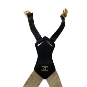 CHANEL サスペンダー ココマーク ベルト ベージュ ブラック