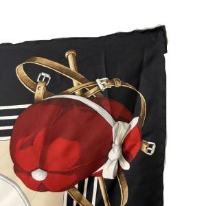 CELINE シルクスカーフ 総柄 馬柄 オールド ブラック