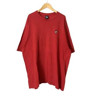 Tシャツ 半袖 カットソー ワンポイントワッペン XL レッド