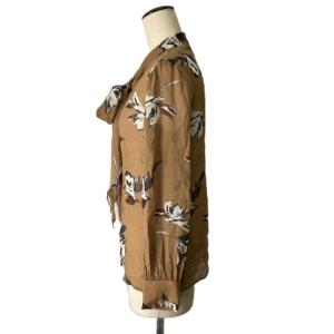 Max Mara シャツ ブラウス 花柄 ボウタイ ブラウン GY99