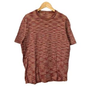 マルチボーダーTシャツ カットソー オールド 半袖 48 レッド GY99