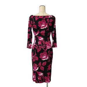 DIANE von FURSTENBERG シルクワンピース ひざ丈 総柄 長袖 4 ピンク GY99