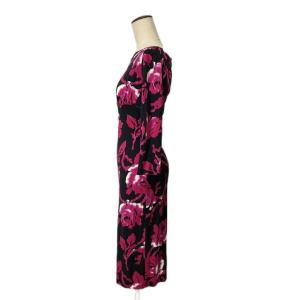 DIANE von FURSTENBERG シルクワンピース ひざ丈 総柄 長袖 4 ピンク GY99