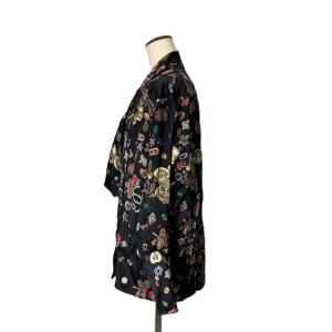 CHANEL シルクシャツ 宝石柄 ココマーク ボウタイ 38 ブラック