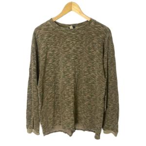 ヴィンージ Tシャツ カットソー 総柄 USA製 長袖 S カーキ