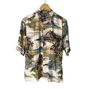 ヴィンテージ アロハシャツ カジュアル 総柄 ダイヤモンドヘッドタグ 半袖 M ベージュ マルチカラー