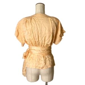 Christian Dior ラップ カシュクール ブラウス シャツ シルク 半袖 9 オレンジ AA