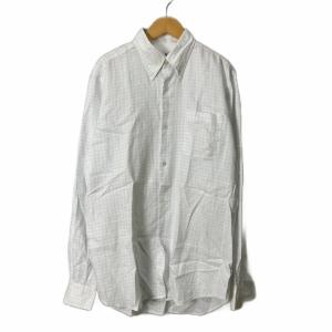 ボタンダウンシャツ チェック 長袖 15 3/4 ホワイト AA