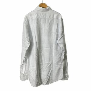 HERMES ボタンダウンシャツ チェック 長袖 15 3/4 ホワイト AA
