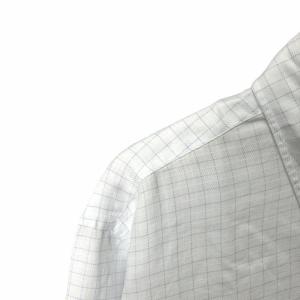 HERMES ボタンダウンシャツ チェック 長袖 15 3/4 ホワイト AA