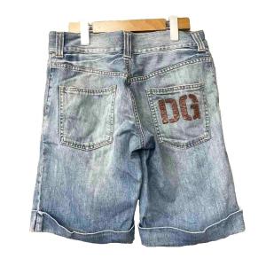 DOLCE&GABBANA デニムハーフパンツ ショートパンツ バギー ロールアップ バック DGロゴ 46 ブルー