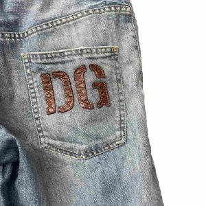 DOLCE&GABBANA デニムハーフパンツ ショートパンツ バギー ロールアップ バック DGロゴ 46 ブルー