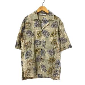 エレファントプリントシャツ オープンカラー 開襟 半袖 44 ベージュ FN-MN-SHR000311