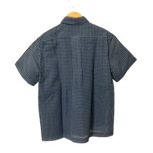 sacai ギンガムチェックシャツ シアサッカー 半袖 1 ネイビー 15-00823M
