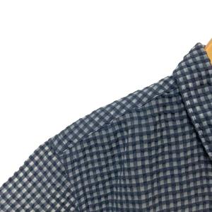 sacai ギンガムチェックシャツ シアサッカー 半袖 1 ネイビー 15-00823M