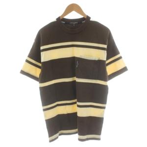 AD2023 24SS Tシャツ カットソー 半袖 ボーダー柄 S ベージュ 茶 ブラウン HM-T013