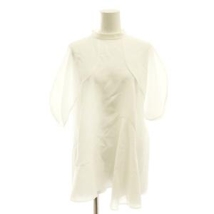 25SS DRAPE PULLOVER ブラウス シャツ バンドカラー 半袖 38 白 /CX OS SH