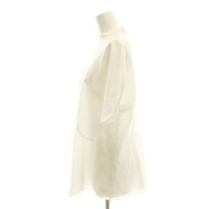 ENFOLD 25SS DRAPE PULLOVER ブラウス シャツ バンドカラー 半袖 38 白 /CX OS SH