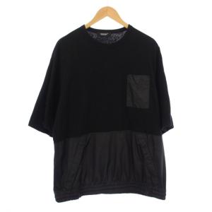 Tシャツ カットソー 半袖 クルーネック 切替 3 黒 UC1C4813 /KH