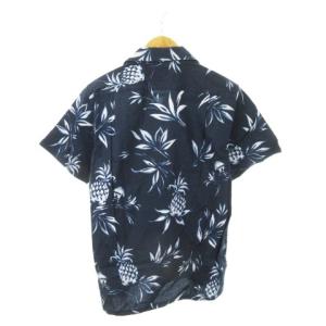 POLO RALPH LAUREN アロハシャツ オープンカラーシャツ 半袖 総柄 パイナップル ロゴ刺繍 S 紺 ネイビー /MN17 GY44