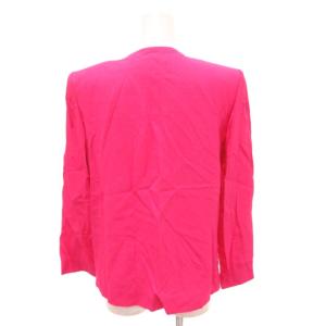 YVES SAINT LAURENT ヴィンテージ セットアップ カラースーツ ノーカラージャケット スカート ひざ丈 リネン混 シルク混 M