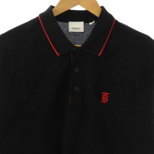 BURBERRY ENGLAND ロゴ刺繍鹿の子ポロシャツ XL ブラック