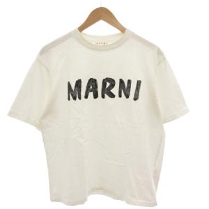 レタリングプリント オーバーサイズTシャツ カットソー 40 白 ホワイト ロゴプリント 半袖 THJET49EPH