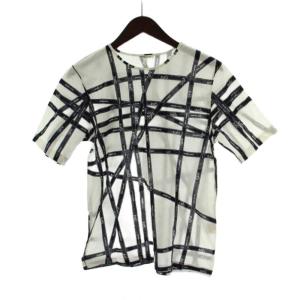 ボルデュック柄 マルジェラ期 Tシャツ L 白 ホワイト ネイビー 紺 半袖 ラウンドネック カットソー