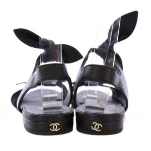 CHANEL ストラップサンダル リボン ワンカラー ココマーク 38