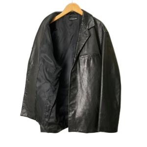 ISSEY MIYAKE MEN レザーテーラードジャケット アーカイブ L ブラック ME93-LJ005