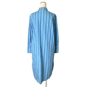 marimekko マリメッコ-シャツワンピース ストライプ ロング 長袖 36 青