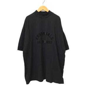 Tシャツ 半袖 カットソー モックネック ロゴ M ブラック